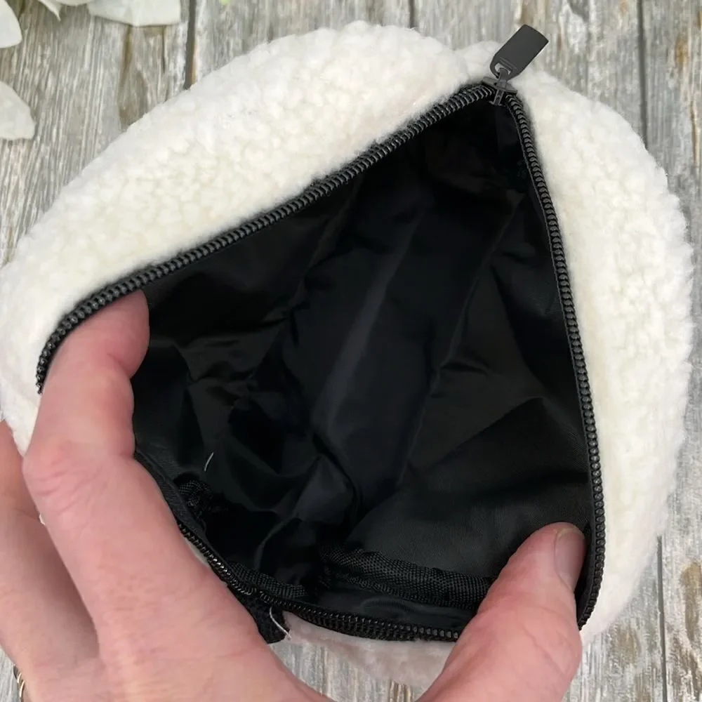 Kate Spade Sherpa Cosmetic Makeup Pouch Travel Bag Purse